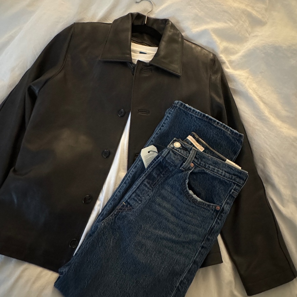 leather jacket, made in Korea, S